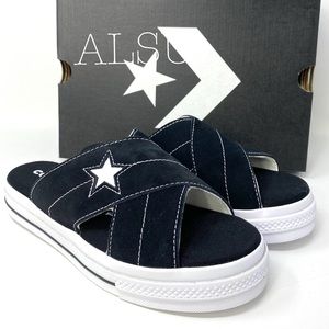 🌸Sale🌸 NEW Converse One Star Sandal Suede Slip Black Egret Women's 564143C